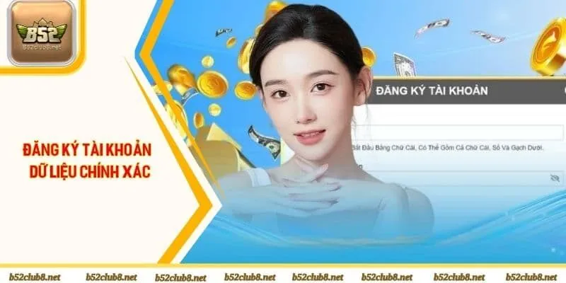 Đăng ký tài khoản nhập vào dữ liệu riêng tư chính xác